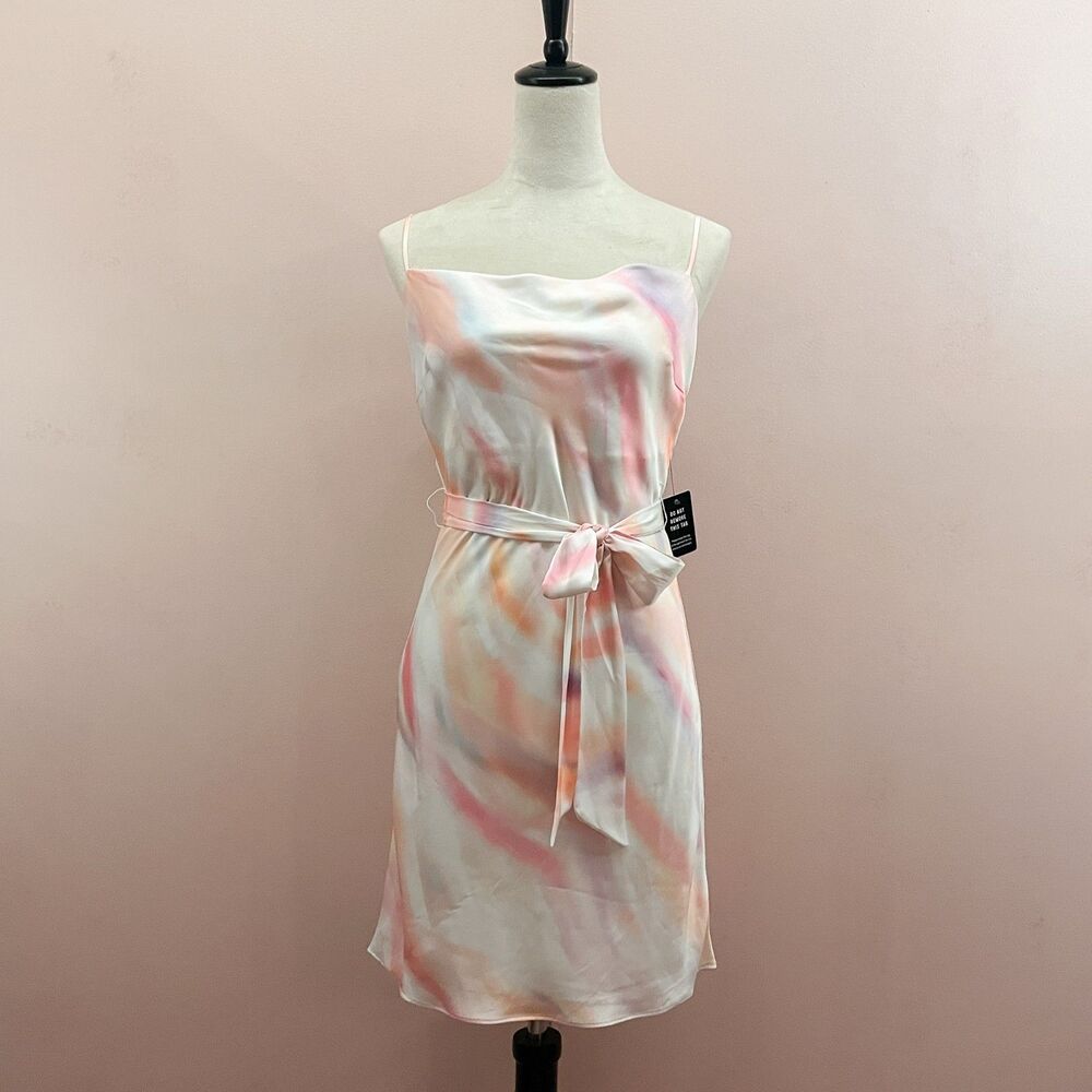Express Pastel Satin Slip Dress Mini S Cruise Resort Cocktail Party Club Y2K